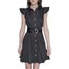 Karl Lagerfeld Paris Flutter Sleeve Collared Shirtdress Vestito Casual, Nero, 46 Donna
