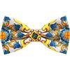 SCOCCA PAPILLON Papillon maiolica blu per uomo, tessuto a fiori stile siciliano, stampa floreale elegante, matrimonio, cerimonia