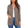Wiwclo Veryoung, gilet da donna in maglia morbida, casual, senza maniche, con tasche, C07-marrone_cammello-manica lunga, L