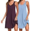 Uniexcosm Camicia da Notte, Camicia Notte Donna Cotone Corta Camicia Notte con Girocollo Sciolto Maniche Corte Camicia da Notte Volant Lovable Sleepwear per Casa e Casuale LBL+DPU M