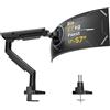 monTEK Supporto per monitor ultra wide da 17 a 57 pollici, fino a 27 kg, in alluminio, regolabile in altezza, per 1 monitor, sollevamento pneumatico, VESA 75 mm/100 mm, nero