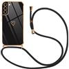 Pnakqil Cover con Laccio Compatibile con Samsung Galaxy S21 5G, Cuore Silicone Custodia con Cordino Collana Tracolla Antiurto per Samsung S21 5G 6.2 Pollic Donna Case, Nero