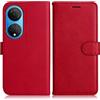 DENDICO Cover per Huawei Honor X7, Premium Portafoglio PU Custodia in PU Pelle, Flip Libro TPU Bumper Caso per Huawei Honor X7, Rosso