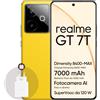 realme GT 7T 12+512GB, Display AMOLED 6,8 pollici,Batteria Titan 7000 mAh,Processore Dimensity 8400-MAX,Doppia SIM 5G, Fotocamera intelligente IA, Colore IceSense Giallo, Adattatore incluso