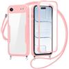 FERLAN Cover per Xiaomi Poco X8 Pro Max con Cordino, 360 Gradi Antiurto Custodia con Protezione Schermo Integrata Trasparente Rugged TPU Bumper Doppia Protettiva Cover per Xiaomi Poco X8 Pro Max -Rosa