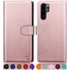 SUANPOT Cover per Huawei P30 Pro Blocco RFID Portafoglio Slot CarteSupporto Cellulare Magnetica custodia Pelle Sintetica Cover per Huawei P30 Pro Oro Rosa