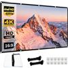 Sifxouped Schermo Proiettore Sifxouped 120 Pollici, 16:9 HD, Materiale Antirughe e Spessito, Portatile per Home Cinema, Campeggio e Ufficio, Kit Montaggio Incluso Ganci e Corde