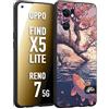 CUSTOMIZZA - Custodia cover nera morbida in tpu compatibile per Oppo Reno 7 - Find X5 LITE giapponese lago carpa koi rosa con foglie d'acero disegnata tattoo