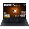 Lenovo ThinkPad E14 Gen 7 Display FHD+ da 14, AMD Ryzen 7 250, RAM DDR5 da 32 GB, SSD PCIe da 1 TB, tastiera retroilluminata, WiFi 6E + BT, RJ-45, webcam FHD, Windows 11 Pro, laptop aziendale AI