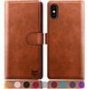 SUANPOT Cover per iPhone X/XS 5,8 pollici Blocco RFID Portafoglio Slot CarteSupporto Cellulare Magnetica custodia Pelle Sintetica Cover per apple X/XS Marrone Chiaro