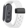 MELEJIA Cinturino Silicone Compatibile con Xiaomi Mi Band 10/Mi Band 9/8, Ricambio Cinturino, Chiusura Magnetica, Regolabile Sportiva Silicone Cinturini-Bianco