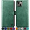 SUANPOT Cover per iPhone 13 6,1 pollici Blocco RFID Portafoglio Slot CarteSupporto Cellulare Magnetica custodia Pelle Sintetica Cover per apple 13 Verde Chiaro