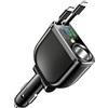 carotoe 3 in 1 66W Caricabatteria da Auto Rilevatore di Corrente Automatico Retrattile Gestione Cavo di Ricarica per Telefono Tablet Caricabatteria da Auto