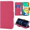 N NEWTOP Cover Compatibile con SAMSUNG GALAXY M32 4G, HQ Lateral Custodia Libro Flip Chiusura Magnetica Portafoglio Simil Pelle Stand Protezione Completa Case TPU Anti Urto Guscio (Fucsia)