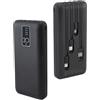 TexLom Power Bank 20000mAh con Cavi Integrati e Display LED, Caricabatterie Portatile Universale con Porte USB/Type-C, Ricarica Rapida Compatible per Smartphone e Tablet