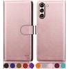 SUANPOT Cover per Samsung Galaxy S21 (Non S21+) Blocco RFID Portafoglio Slot CarteSupporto Cellulare Magnetica custodia Pelle Sintetica Cover per Samsung Galaxy S21 Oro Rosa