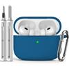 Inesore Compatible with AirPods Pro 1st/2nd Case - Navy Blue-C | Silicone Protective Case Cover for Apple Air Pod Pro (2019/2022/2023), Unisex Design, with Cleaning Kit
