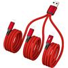 Generic Cavo di ricarica rapida da USB a 3 cavi di ricarica di tipo C, 5 V, uscita di potenza 3 in 1, in nylon intrecciato, per laptop, nero/rosso