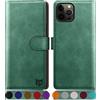 SUANPOT Cover per iPhone 12/12 Pro 6,1 pollici Blocco RFID Portafoglio Slot CarteSupporto Cellulare Magnetica custodia Pelle Sintetica Cover per apple 12/12 Pro Verde Chiaro