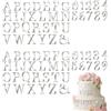 Floruvia 74 Pezzi Set di Lettere e Numeri acrilici per Torta, Stecche Personalizzabili A-Z 0-9 in Argento, Decorazione per Torte per Matrimonio Compleanno Baby Shower