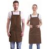 BIGHAS Grembiule stile H con tasca posteriore per donne, uomini, regolabile, grande, confortevole, cucina, casa, cucina, cucina, 12 colori, Marrone, Large
