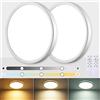 HABOWN LED Plafoniera LED Soffitto,24W 3000K-6500K Lampadario LED Soffitto Dimmerabile,3000LM IP40 Impermeabile Plafoniera Rotonda LED con Telecomando, Luminosità Regolabile (Bianco, 2 pezzi)
