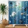 SDOTPMT 90x183cm cartone animato Pesce Tenda da doccia Colorato Tropicale Pesci Ippocampo Marino Animale Tenda da bagno Blu Oceano Tenda da vasca per bambini Bagno Tessuto Poliestere con ganci