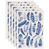 SUPERDANT 5 Pezzi Carta Trasferibile con Piume per Ceramica Sottosmalto Blue Adesivi Decorativi per Porcellana Découpage per Piatti e Oggetti in Argilla per Piastre in Vaso 52x37cm