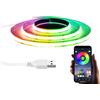 BJdfgE Striscia LED 5V Smart Light Bluetooth App Control USB RGB Led Lampada a nastro a 1/2/3/5M di luci con telecomando IR(1m)