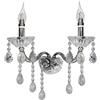 vetrine in rete Vetrineinrete® Applique candelabro lampada da parete con gocce pendenti di cristallo in acrilico 2 bracci attacco E14 oro e argento stile retrò E35-A illuminazione lampadario casa (Argento) P65