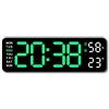 Lancoon Orologio da parete digitale con ampio display a LED, temperatura e umidità, luminosità regolabile, doppio allarme plug-in snooze per soggiorno, tavolo camera da letto