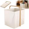 LUPATDY Cesto portaoggetti pieghevole da 58 l, cubo con armatura in bambù, per vestiti, vestiti, giocattoli, bagno, tessuto Oxford 600D resistente, 32 x 32 x 50 cm, ideale come cesto portabiancheria | bianco