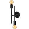 LQUNFYL Applique da Parete Interno Vintage con Doppio Braccio, 2 Luci Nero Circolare Applique Industrial, Lampada da Parete Orientabile Metallo, E27 Applique Specchio Bagno, Moderna Lampada Soffitto