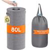 Lifewit 80L Rotonde Conservazione Delle Bottiglie con Coperchio, Pattumiera Differenziata per Bottiglia Plastica e Bottiglia Vetro, Raccolta Riciclaggio con Foro, Pattumiera Cucina, Grigio