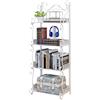 NCONCO Scaffale Metallo, 4 Ripiani Pieghevole Pesante 65kg 33 x 20 x 100 cm Salvaspazio, Rustico Antiruggine Ferro Battuto per Bagno Cucina Garage Studio Soggiorno Organizzatore Casa Ufficio Cantina