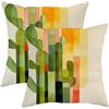 Generic Set di 2 federe per cuscini con cactus, motivo pianta del deserto verde, decorazione per l'estate, quadrata, per divano, letto, divano, 40,6 x 40,6 cm