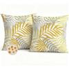 Avalune Federe Cuscini Divano 40x40 Esterno Impermeabili Copricuscini Decorativi Giallo e Grigio Foglie Tropical Moderno Fodera per Cuscino per Soggiorno Balcone Giardino Esterno Decorazione Set di 2