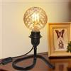 LQUNFYL Lampada da Tavolo, 240CM Cavo, Nero Metallo Portalampada E27 con Interruttore, Lampada da Scrivania, Lampada da Comodino, Supporto Triangolare Stabile, Stile Minimalista, Può DIY Paralume
