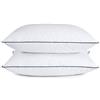 UNIKOME cuscino in piuma d'oca 40x90cm set di 2, lussuoso cuscino in piuma, cuscino in 100% coton, rivestimento in cotone organico collezione hotel, bianco, Oeko-TEX