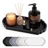 Rolcoassuns Silicone Bagno Vassoio Portaoggetti, 24 x 10 cm Vassoio, Nero | Antiscivolo Infrangibile Vassoio Bagno, Mini Accessori Bagno, Facile da Pulire, Organizer Bagno per Candele e Cosmetici