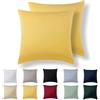 Alreya Set di 2 Federe in 100% jersey di cotone con chiusura lampo - 60 x 60 cm - Giallo - Federa Cuscino, Copricuscino Divano, Federa super morbida 60x60