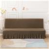 LJQAIZYL Copri Divano Senza Bracciolo Con Gonna A Balze Elasticizzato 2/3/1 Posti Copridivano Letto Pieghevole Copertura per Divano Letto Antigraffio Gatto Fodera per Divano Clic Clac (190-220cm,Khaki)