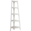 NiuLumea Libreria angolare a 5 ripiani, scala industriale, design rustico, espositore salvaspazio per soggiorno, bagno o balcone, bianco