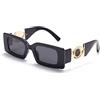 RCJOLLZ Occhiali da Sole rettangolari alla Moda Occhiali da Sole firmati di Marca di Lusso Nuove Donne Uomo Trend Occhiali Blu Trasparenti Occhiali Femminili UV400