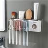 iHave Portaspazzolini con dispenser dentifricio. 3 tazze, 9 scomparti e 3 vani per articoli da bagno. Design elegante bianco e oro per arredare il tuo bagno