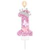 Tinoaly Candela di Compleanno Rosa con Numero, Corona Scintillante Farfalla Scintillante Paillettes Decorazione per Torta per Feste di Compleanno Matrimoni Anniversari Celebrazioni (Numero 1)