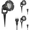 ledscom.de 3 faretti da giardino a LED DUK neri con picchetto da terra per esterni, in alluminio, con lampadina LED GU10 inclusa (bianco caldo, 5,4 W, 510 lm, 45°)