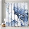 Uiiooazy Tenda Doccia Antimuffa, Tenda da Doccia 180x240cm Blu Navy Effetto Marmo Blu Grigio Moderna Tende da Bagno Impermeabile Tessuto Lavabile Poliestere Tende per Vasca da Bagno con 12 Anelli