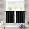 Treer Set di 2 Tende Corte Moderne per Piccole Finestre, Tendine Cucina Oscuranti Tinta Unita Tenda a Vetro Interni, Adatte per Sottolavello, Bagno e Bistrò (Nero,132x46cm)