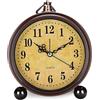 GOEDCH Orologio sveglia classico retrò: 5,3 pollici retrò in metallo orologio, orologio da tavolo retrò vintage, senza tictac orologio, sveglia elettronica silenzio per comodino, camera da letto